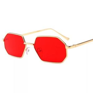 Gentleman Apparels Ruby Red Heptagon Sunglasses